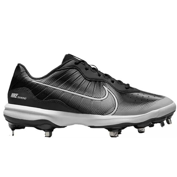 New Nike Men's Alpha Huarache Varsity 4 Metal Baseball Cleats black white - Picture 1 of 8
